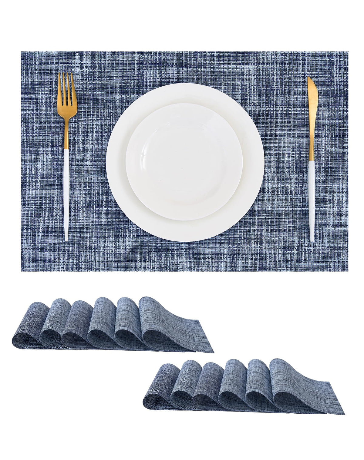 Beige Placemats Set of 4 - Heat-Resistant, Non-Slip Table Mats, Washable Woven Vinyl for Indoor & Outdoor Dining