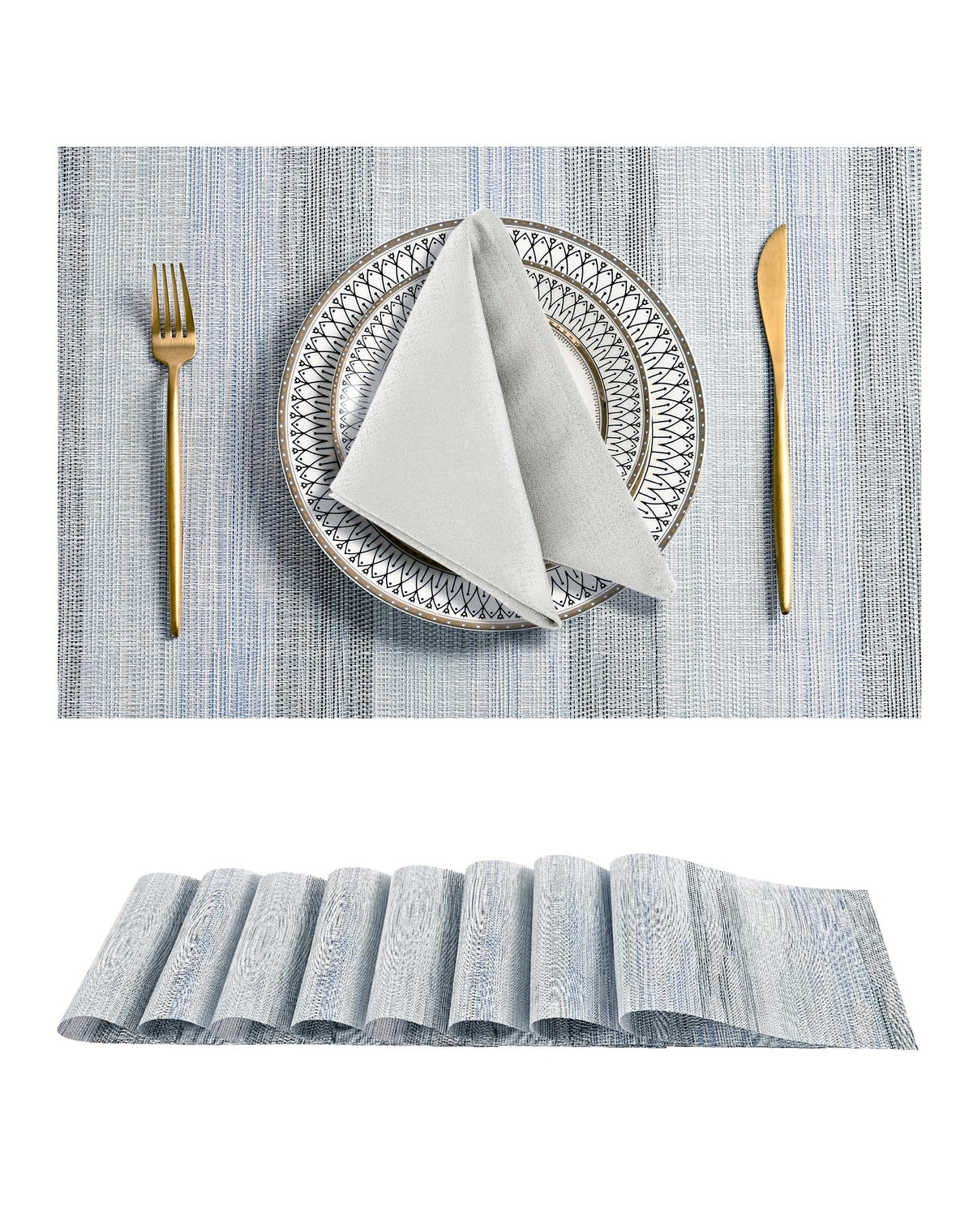 Beige Placemats Set of 4 - Heat-Resistant, Non-Slip Table Mats, Washable Woven Vinyl for Indoor & Outdoor Dining