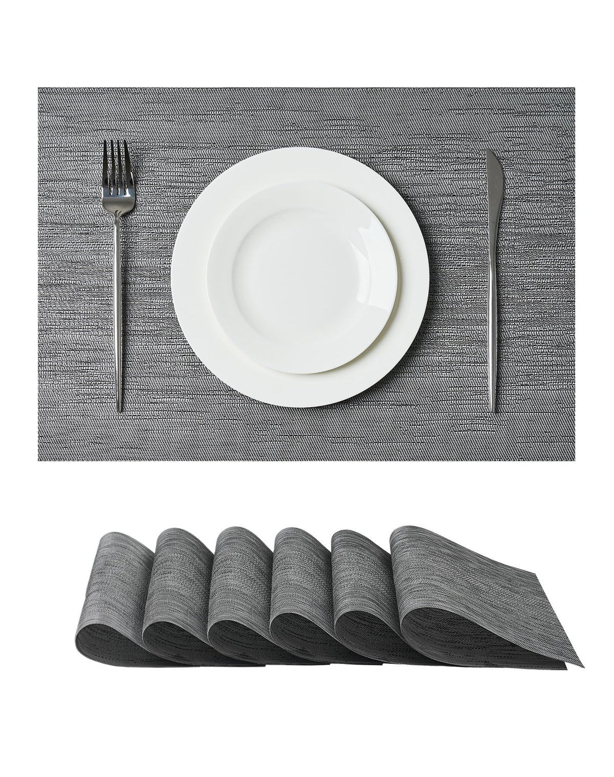 Beige Placemats Set of 4 - Heat-Resistant, Non-Slip Table Mats, Washable Woven Vinyl for Indoor & Outdoor Dining