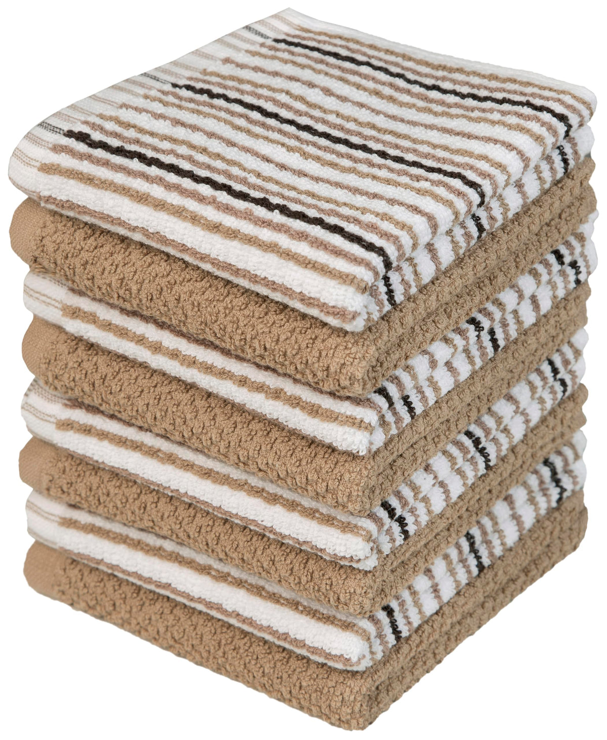 Bumble Dish Cloths 8-Pack, Cotton Kitchen Towels, 12"x12" Blue Wide Stripes