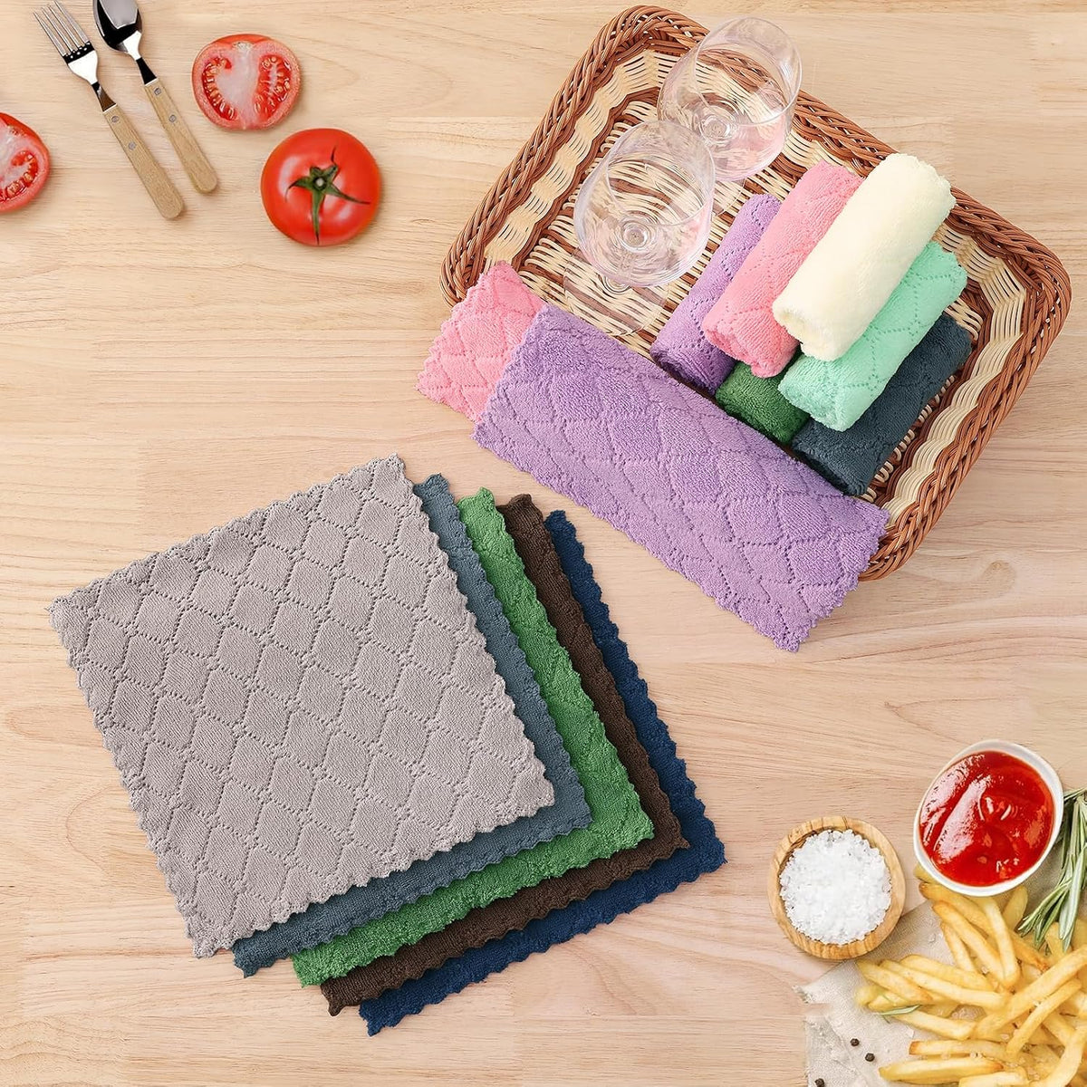 Homaxy 12 Pack Super Soft & Absorbent Dish Cloths, 10" x 10", Grey