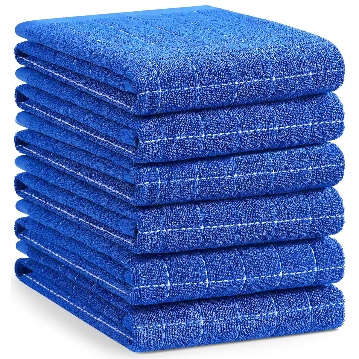 Homaxy 100% Cotton Terry Kitchen Dish Cloths, 6 Pack, Navy Blue