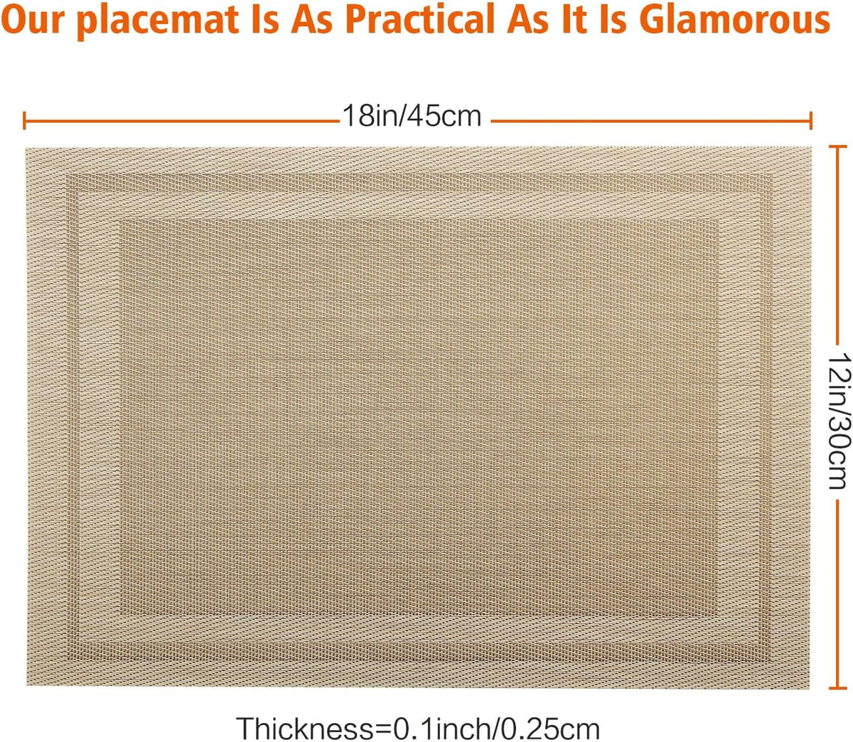 Beige Vinyl Placemats Set of 8,Washable Dining PVC Table Mats