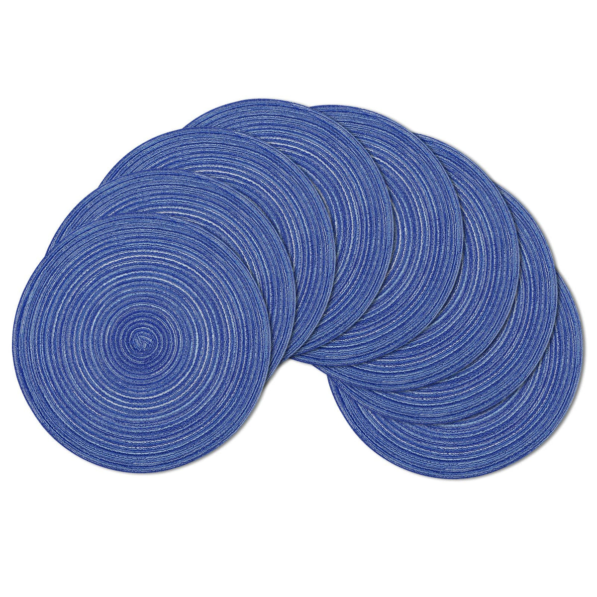 SHACOS Round Braided Placemats Set of 8 Cotton Fabric Round Table Mats Non Slip Washable 15 inch Round Place Mats Home Party Table Decor (Beige, 8)
