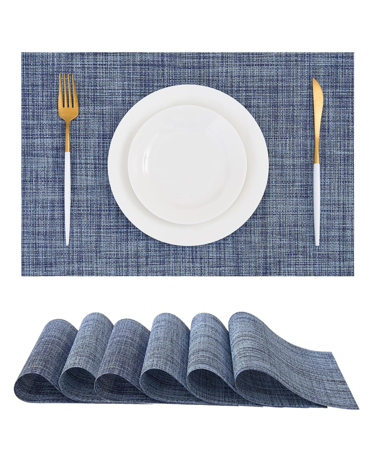 Beige Placemats Set of 8 - Heat-Resistant, Non-Slip Table Mats, Washable Woven Vinyl for Indoor & Outdoor Dining