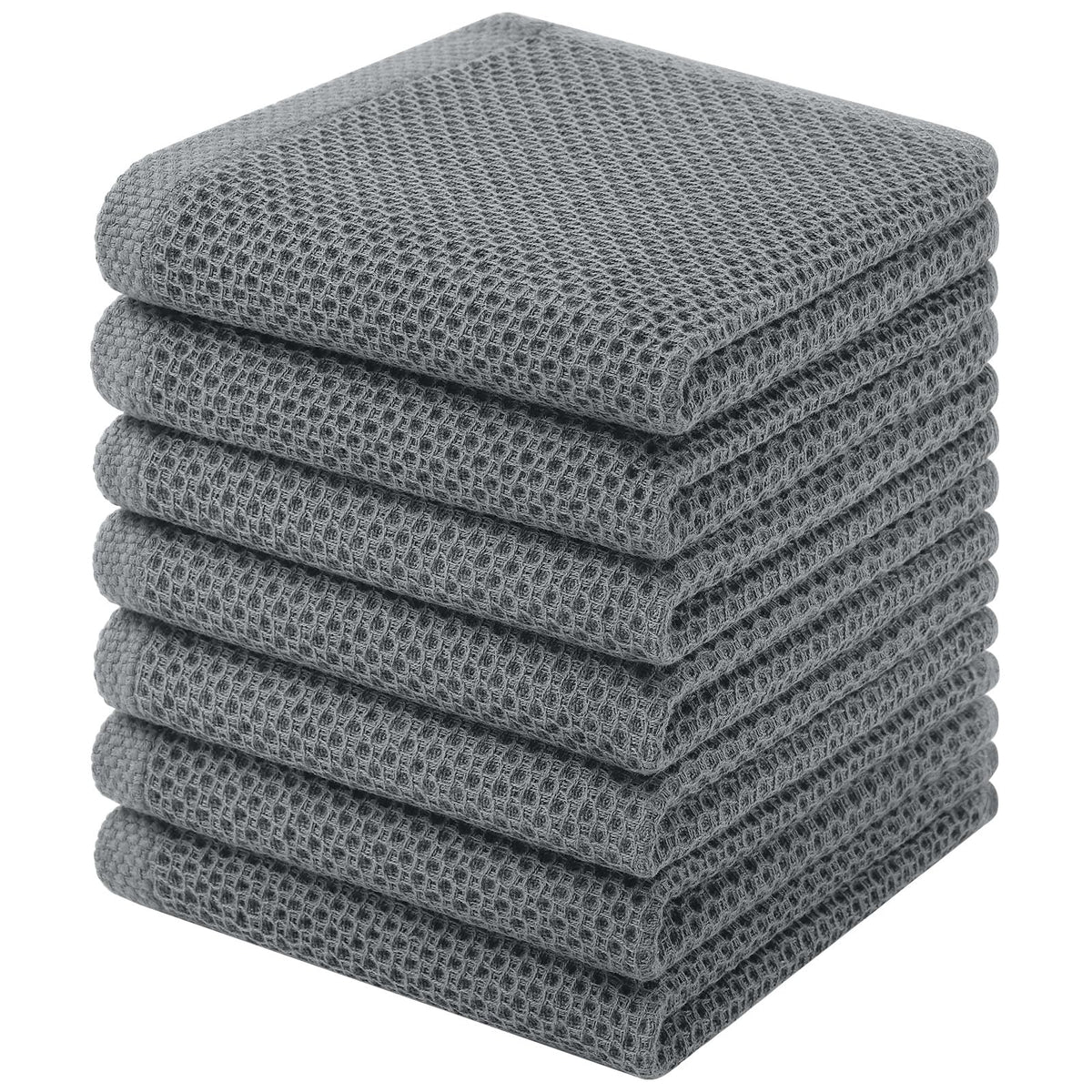 Homaxy 100% Cotton Waffle Weave Kitchen Dish Cloths, 4-Pack, Dark Grey