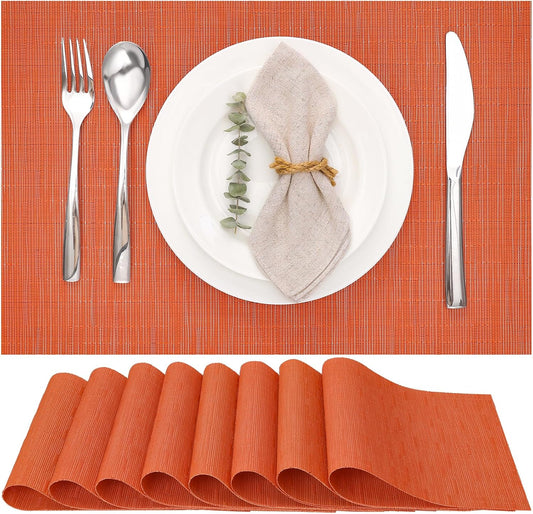 Myir JUN Orange Placemats Set of 8 for Dining Table Thanksgiving Placemats