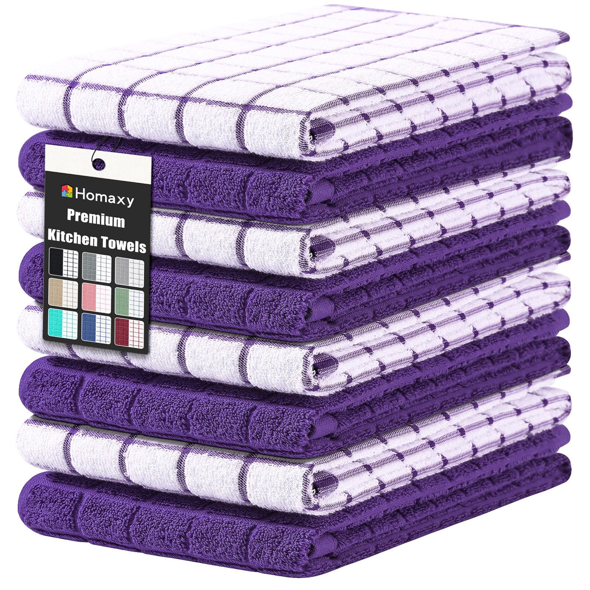 Homaxy Premium Cotton Kitchen Dish Cloths 12"x 12", 6 Pack, Tan