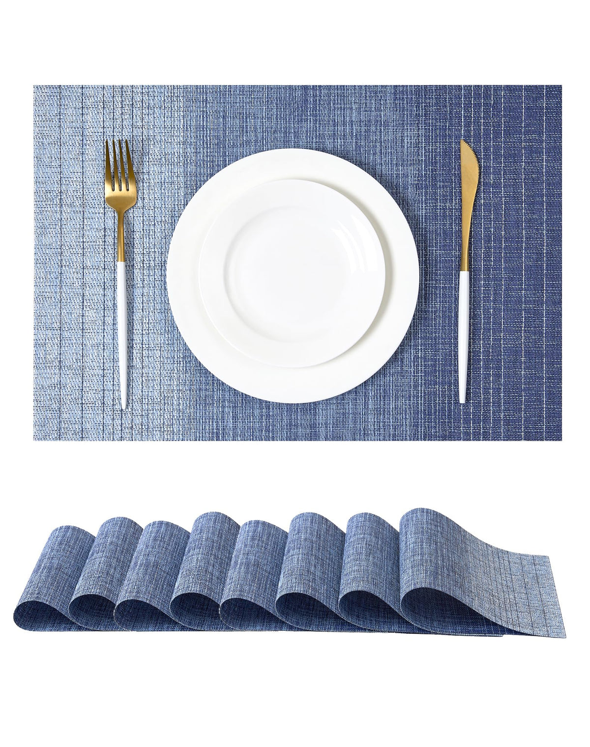 Beige Placemats Set of 4 - Heat-Resistant, Non-Slip Table Mats, Washable Woven Vinyl for Indoor & Outdoor Dining