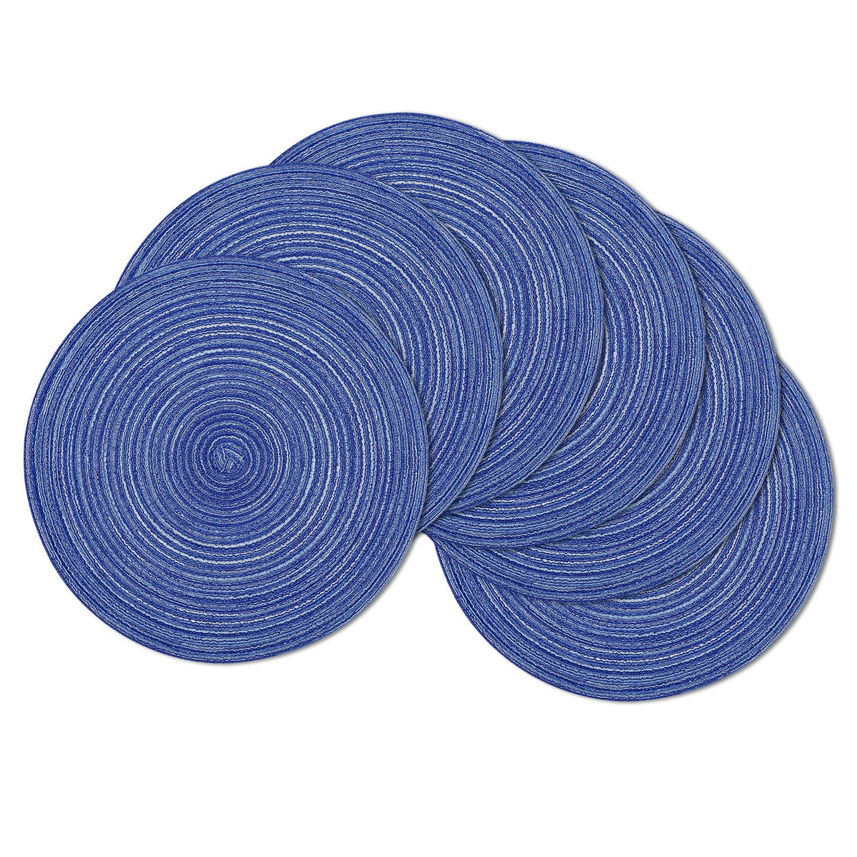 SHACOS Round Braided Placemats Set of 8 Cotton Fabric Round Table Mats Non Slip Washable 15 inch Round Place Mats Home Party Table Decor (Beige, 8)