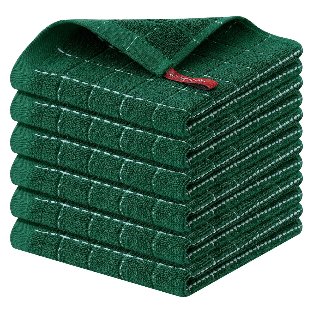 Homaxy 100% Cotton Terry Kitchen Dish Cloths, 6 Pack, Navy Blue