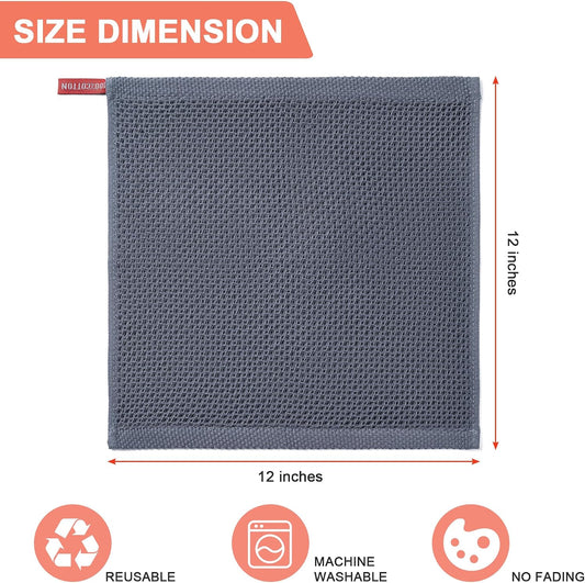 Kitchen Towels 6-Pack Kitchen Dish Cloths,100% Cotton,12x12 In,Dark Grey