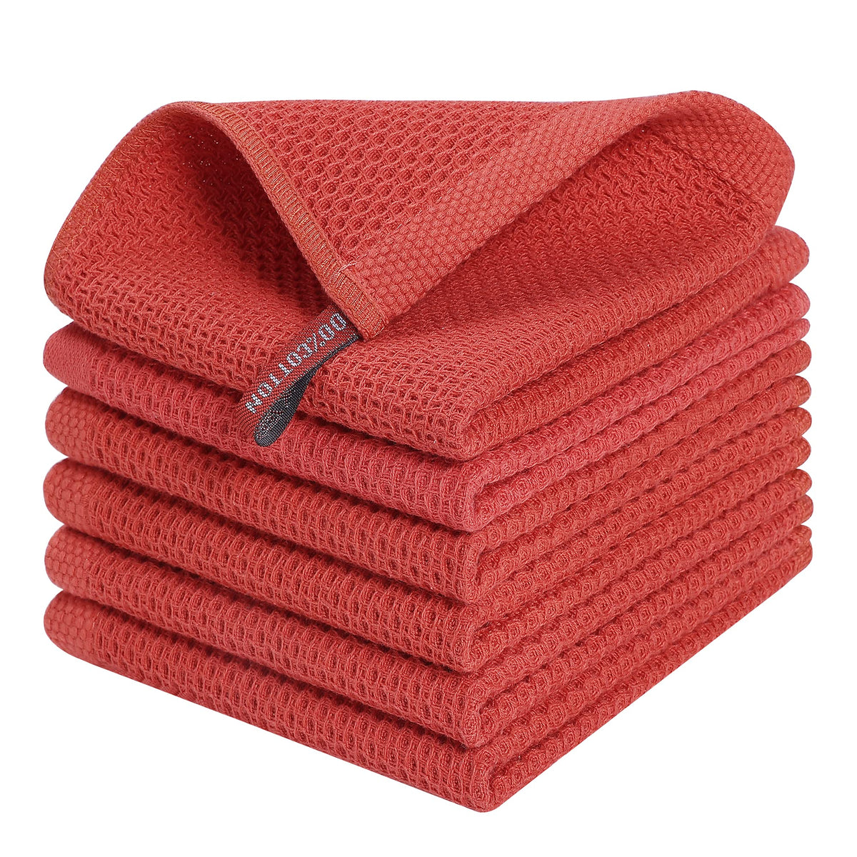 Kitinjoy 100% Cotton Waffle 6-Pack Kitchen Towels, 12" x 12", Dark Grey