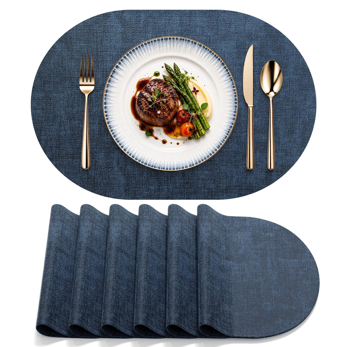 Aofmee Placemats, Placemats Set of 6, Heat Resistant Place Mats, Washable PVC Table Mats, Woven Vinyl Plastic Placemats for Dining Table, Non-Slip Stain Resistant Kitchen Table Placemats Easy to Clean