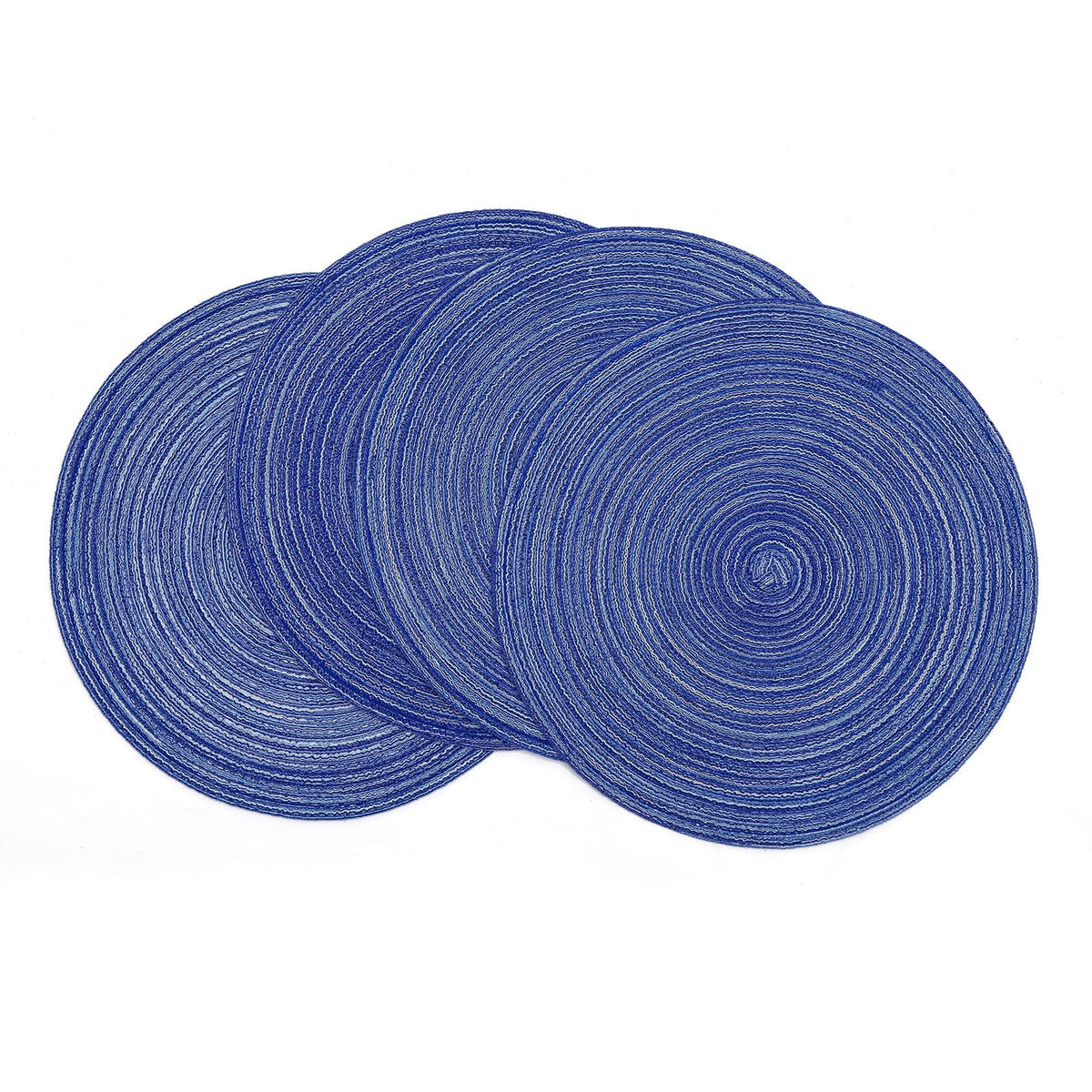 SHACOS 15 inch Round Placemats Set of 6, Cotton Polyester Woven Braided Place Mats, Washable Heat Resistant Circle Table Mats for Dining Table (Beige, 6)