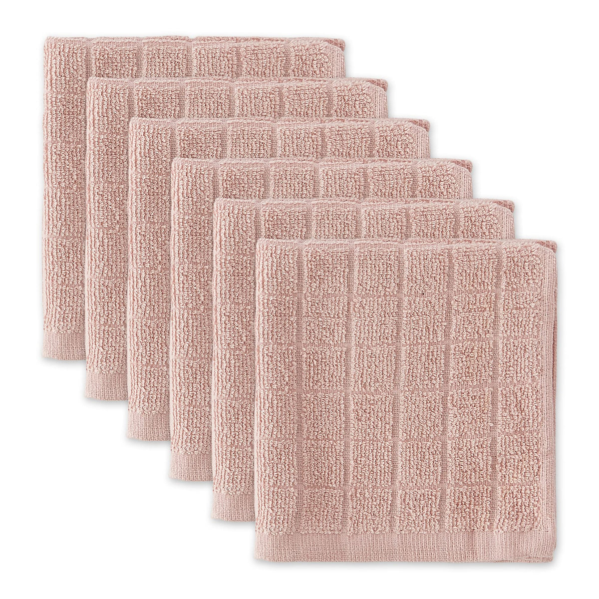 DII Basic Terry Collection Solid Windowpane Dishcloth Set, 12x12, Spice, 6 Piece