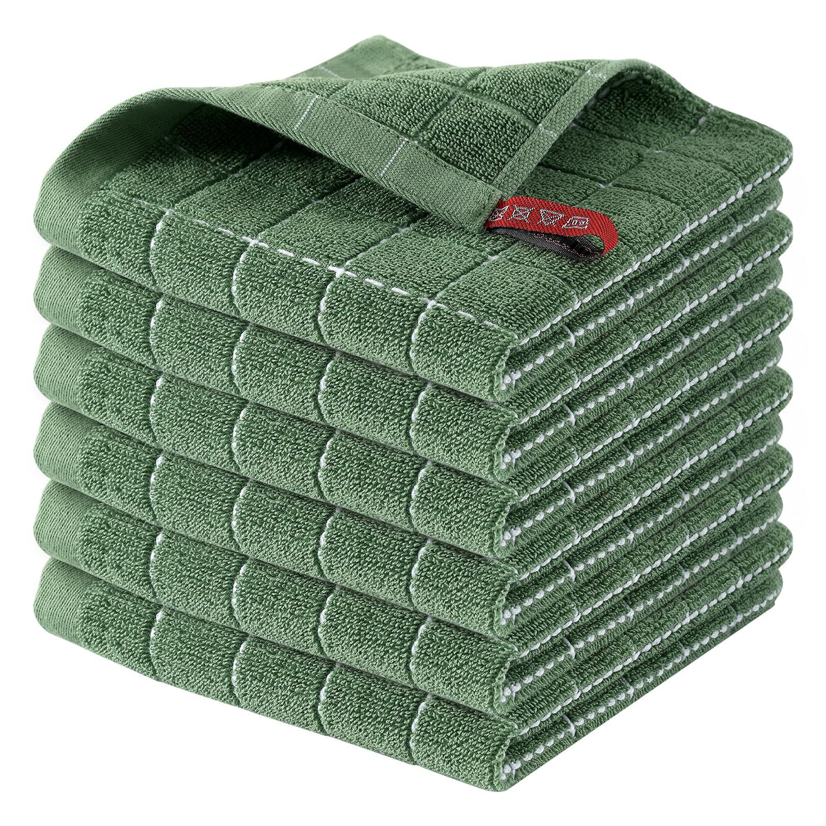 Homaxy 100% Cotton Terry Kitchen Dish Cloths, 6 Pack, Navy Blue