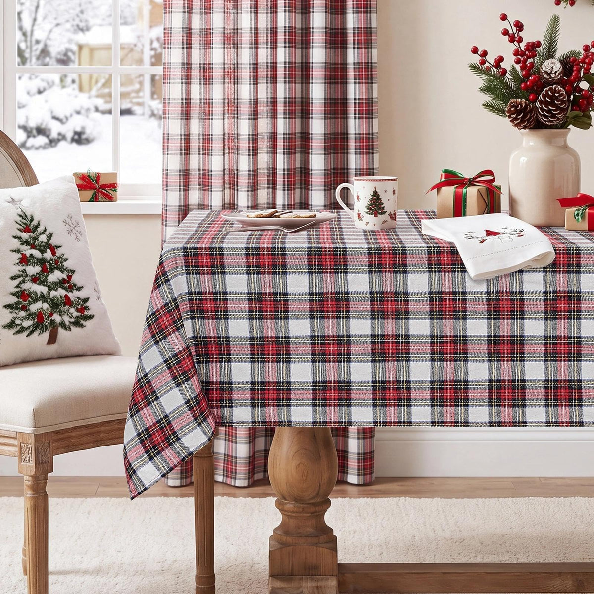 Softalker Christmas Checkered Tablecloth Rectangle, Red, 54 x 80 Inch