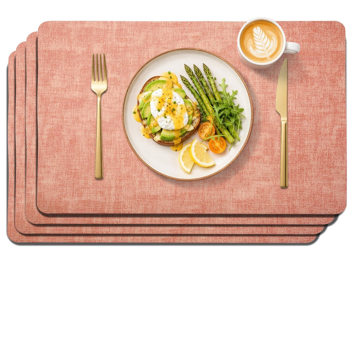 Maxpearl Faux Leather Placemats Set of 6, Easy to Clean, Brown