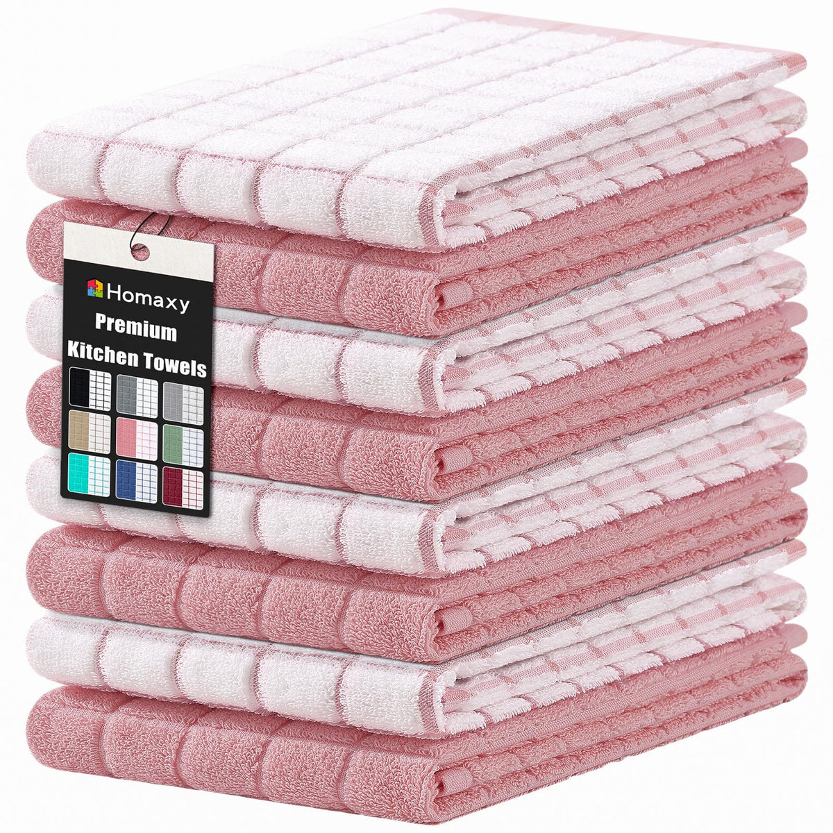 Homaxy Premium Cotton Kitchen Dish Cloths 12"x 12", 6 Pack, Tan