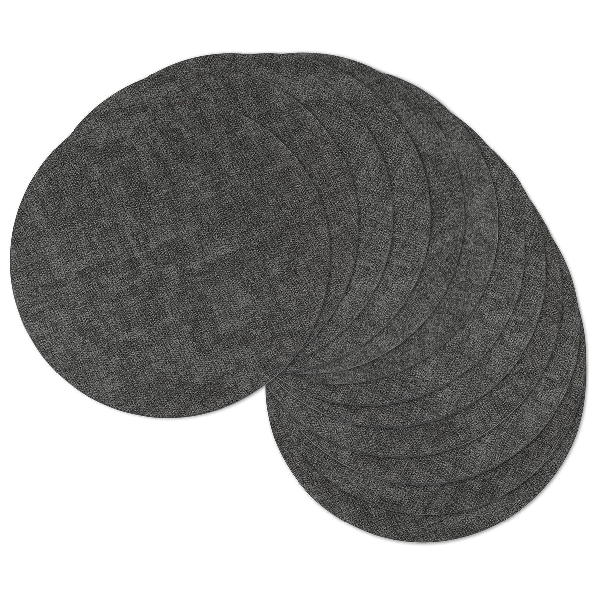 13" Round Placemats Set of 6, Reversible Faux Leather Wipeable Table Mats