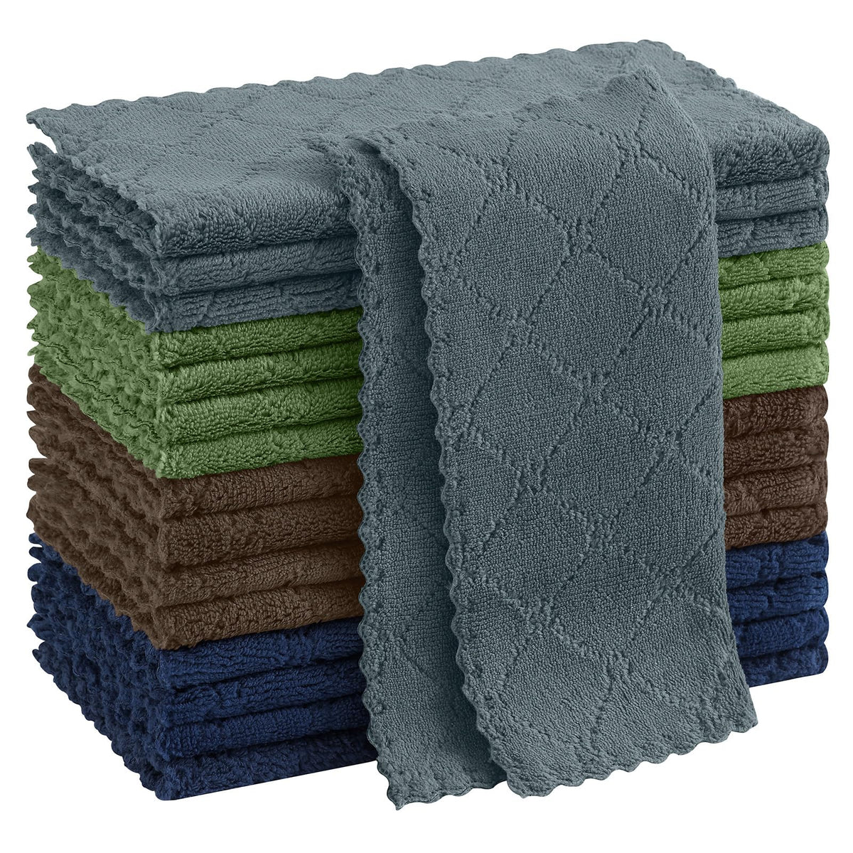 Homaxy 12 Pack Super Soft & Absorbent Dish Cloths, 10" x 10", Grey