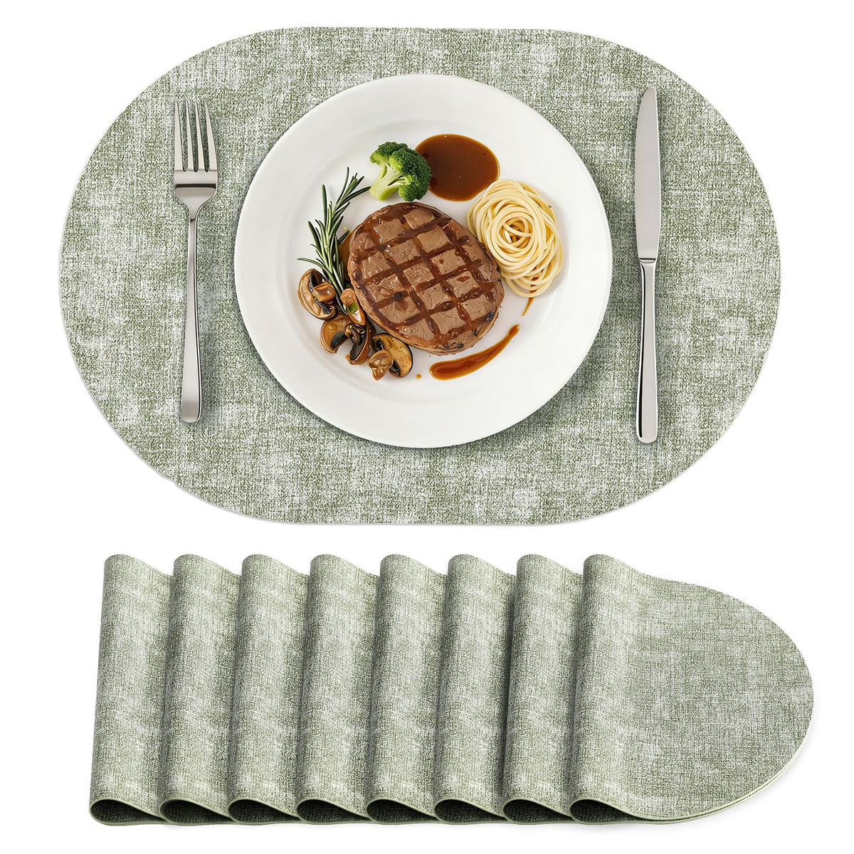 homing Heat Resistant Oval Placemats Set of 6, Beige