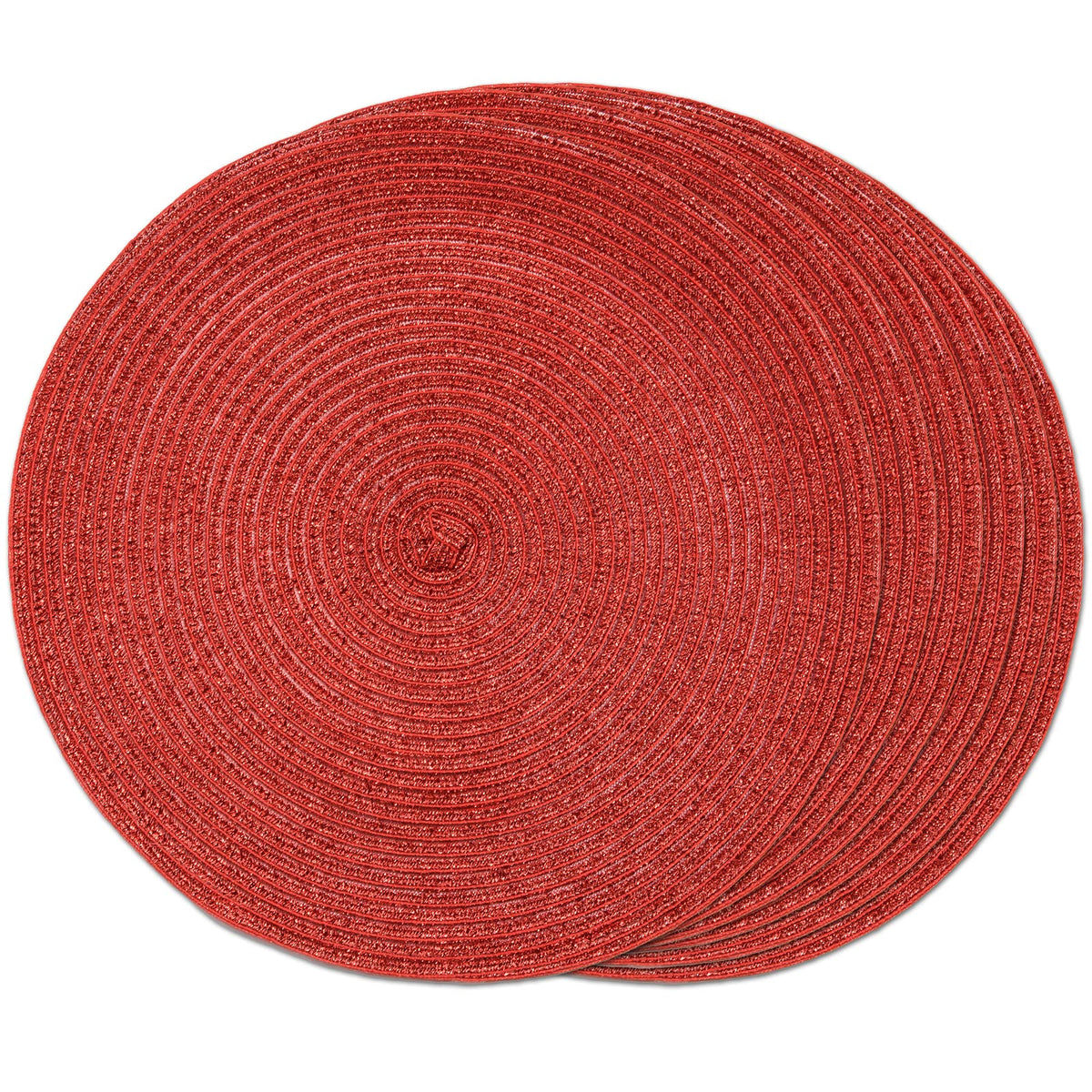 FunWheat Round Braided Placemats Set of 6 Table Mats for Dining Tables Woven Washable Non-Slip Place mats 15 inch(Orange, 6pcs)