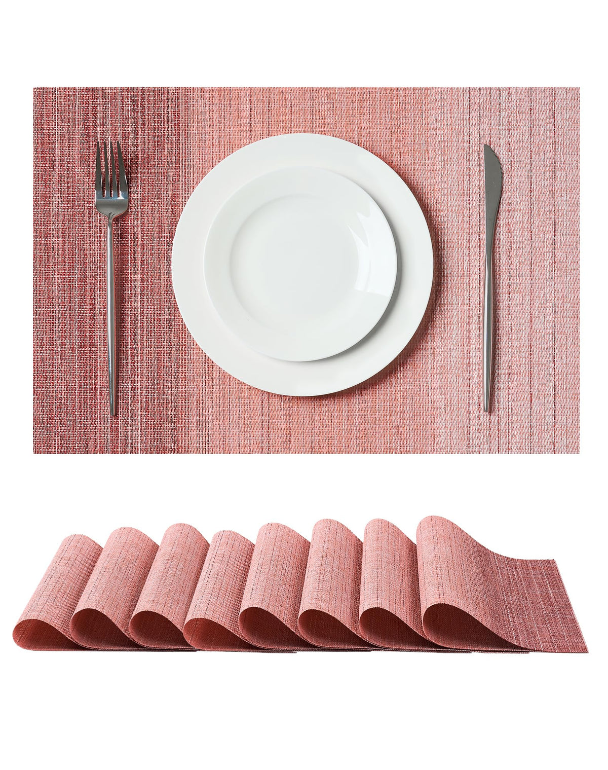 Beige White Placemats Set of 4 - Heat Resistant Non-Slip Place mats for Dining Table, Washable Durable PVC Vinyl Woven Table Mats(Beige White, 4)