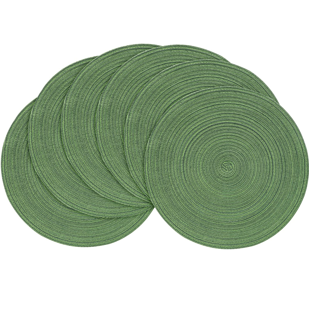 Floroom 15 Inch Round Braided Placemats Set of 4, Washable Heat Resistant Cotton Polyester Circle Place Mats for Kitchen Dining Table - Navy Blue