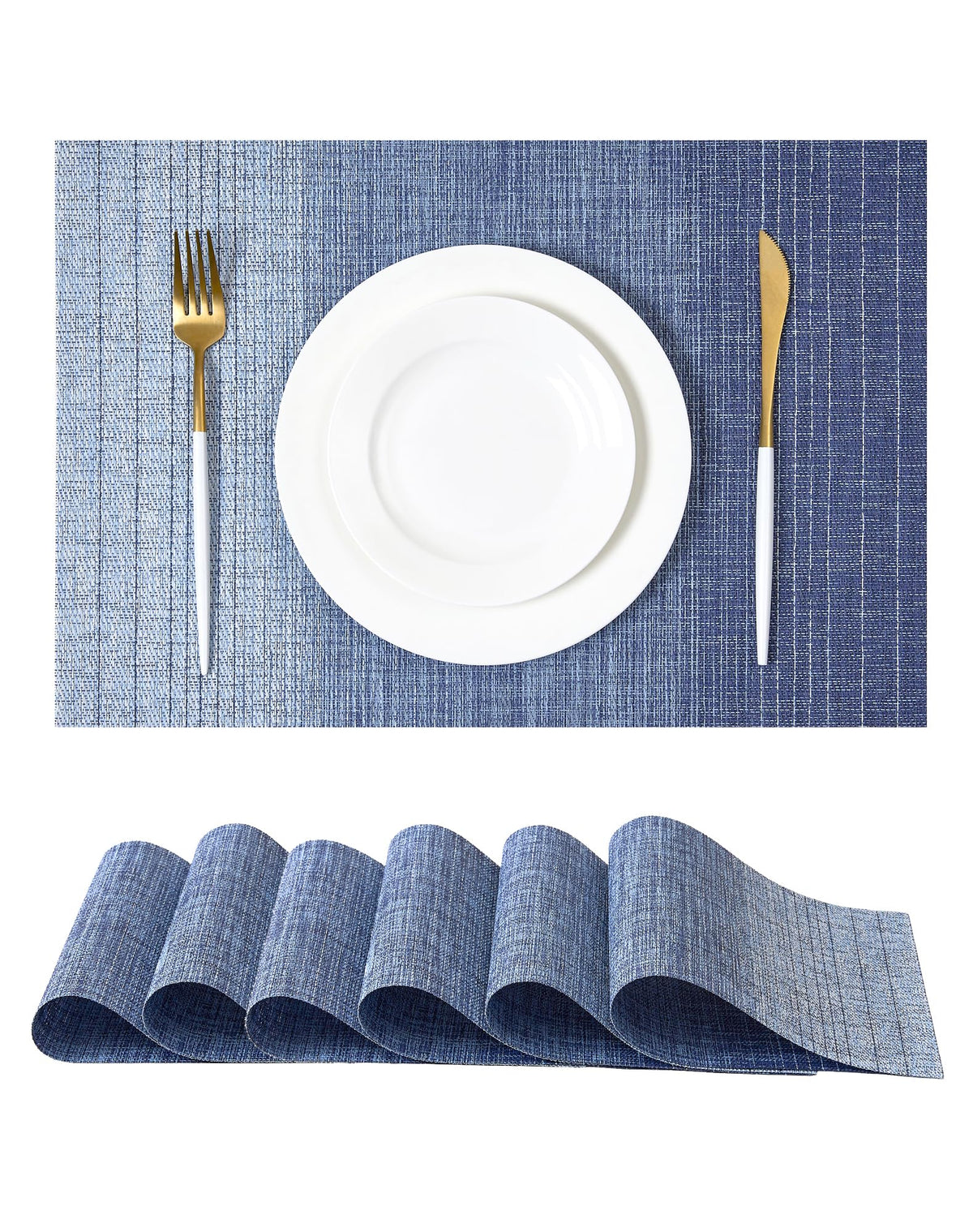Beige Placemats Set of 4 - Heat-Resistant, Non-Slip Table Mats, Washable Woven Vinyl for Indoor & Outdoor Dining