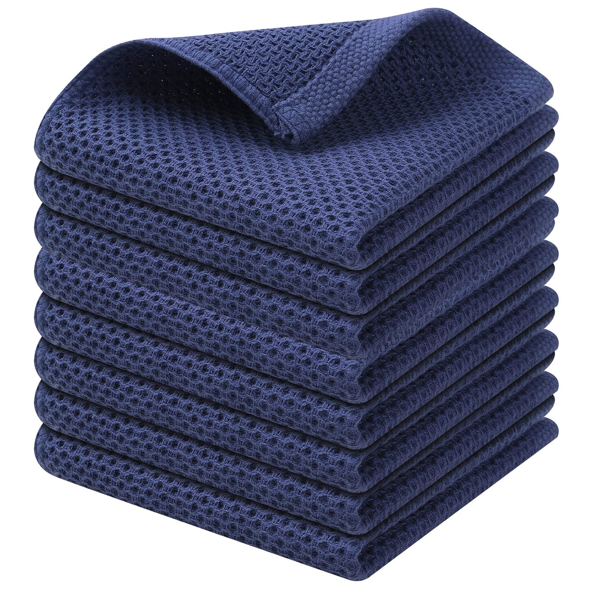 Kitinjoy 100% Cotton Waffle 6-Pack Kitchen Towels, 12" x 12", Dark Grey