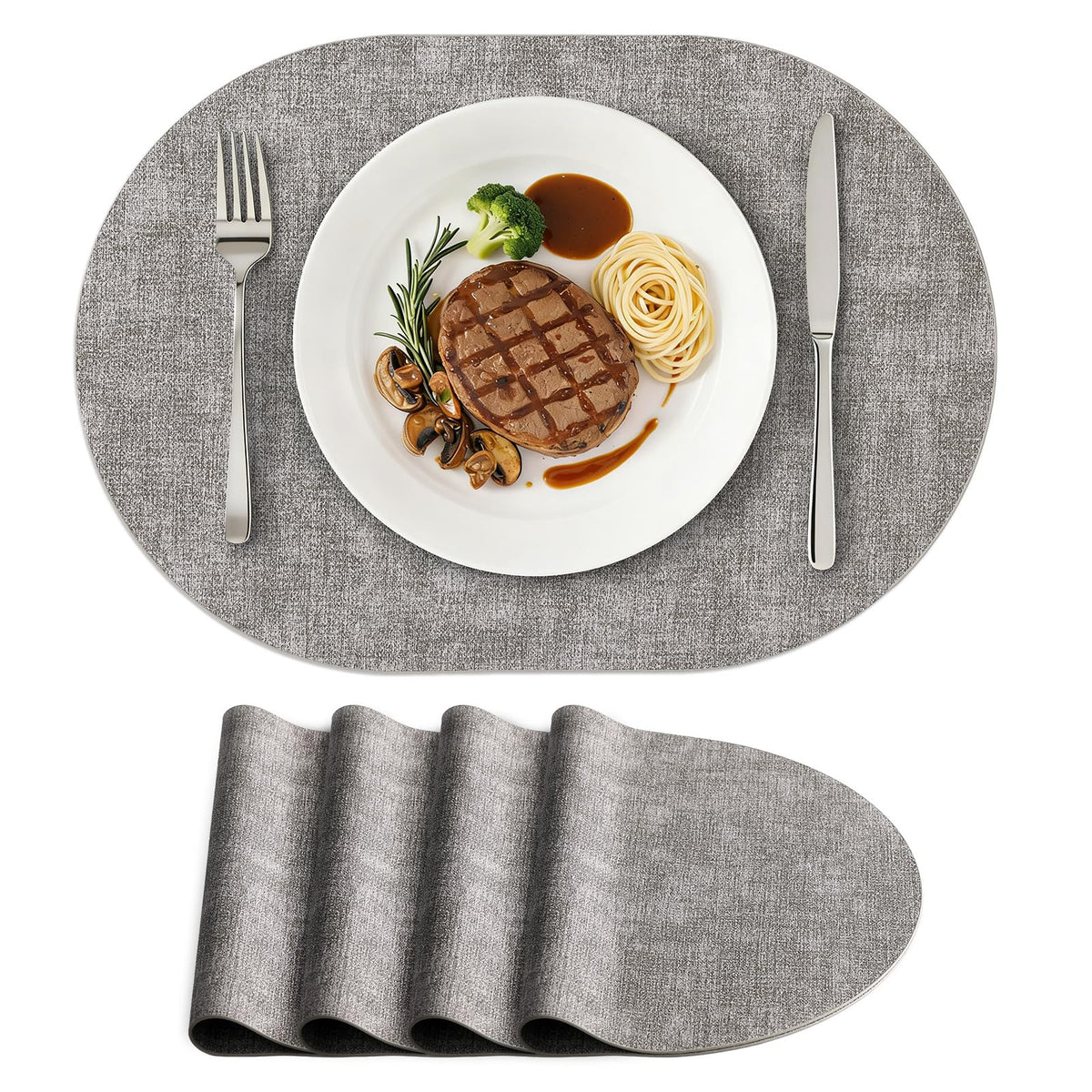 homing Heat Resistant Oval Placemats Set of 6, Beige