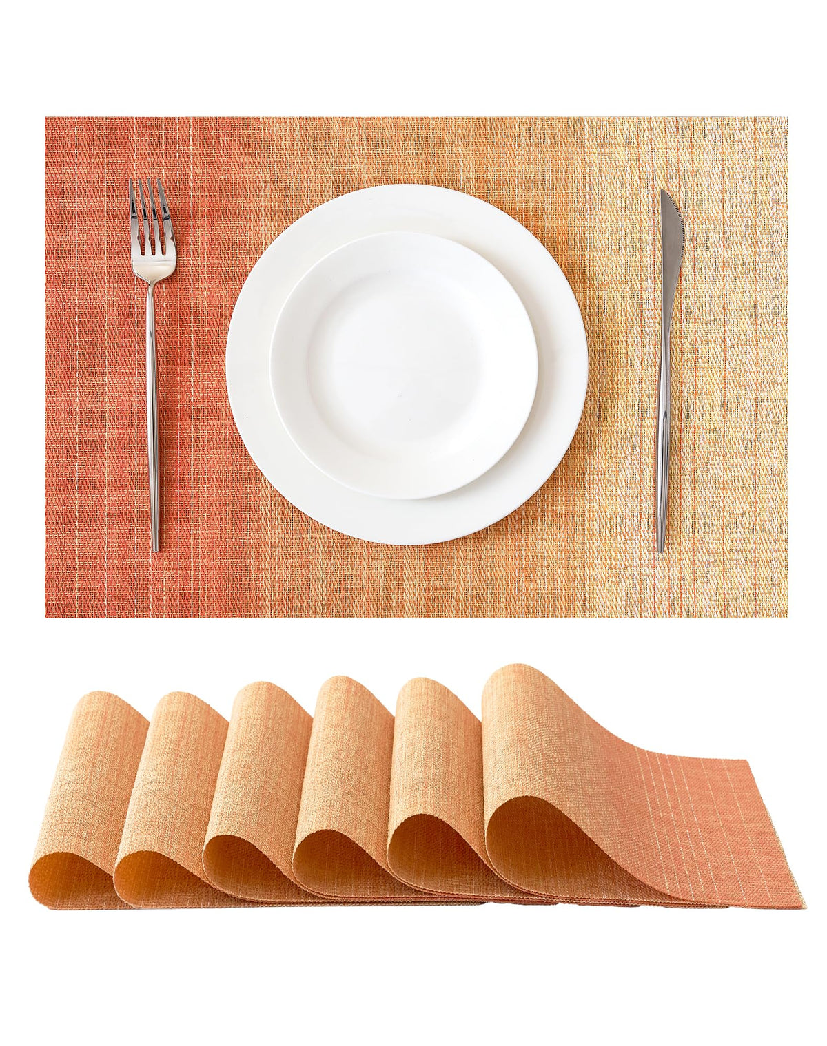 Beige White Placemats Set of 4 - Heat Resistant Non-Slip Place mats for Dining Table, Washable Durable PVC Vinyl Woven Table Mats(Beige White, 4)