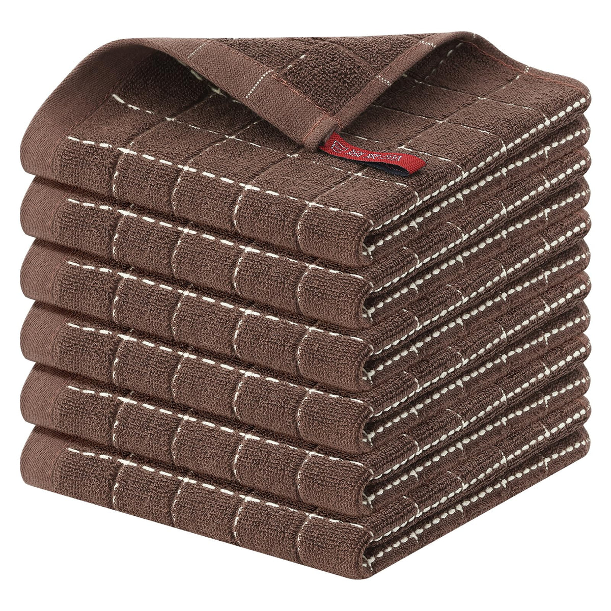 Homaxy 100% Cotton Terry Kitchen Dish Cloths, 6 Pack, Navy Blue