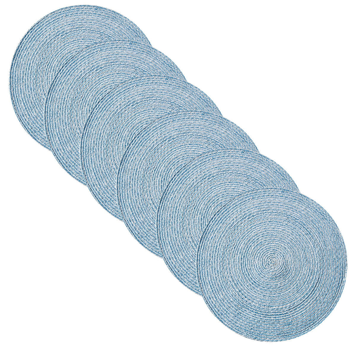 Sweet Home Collection 100% Cotton Placemats for Dining Room Rectangle Two Tone Woven Fabric 13" x 19" Soft Durable Table Mat Set, Set of 6, Eggshell