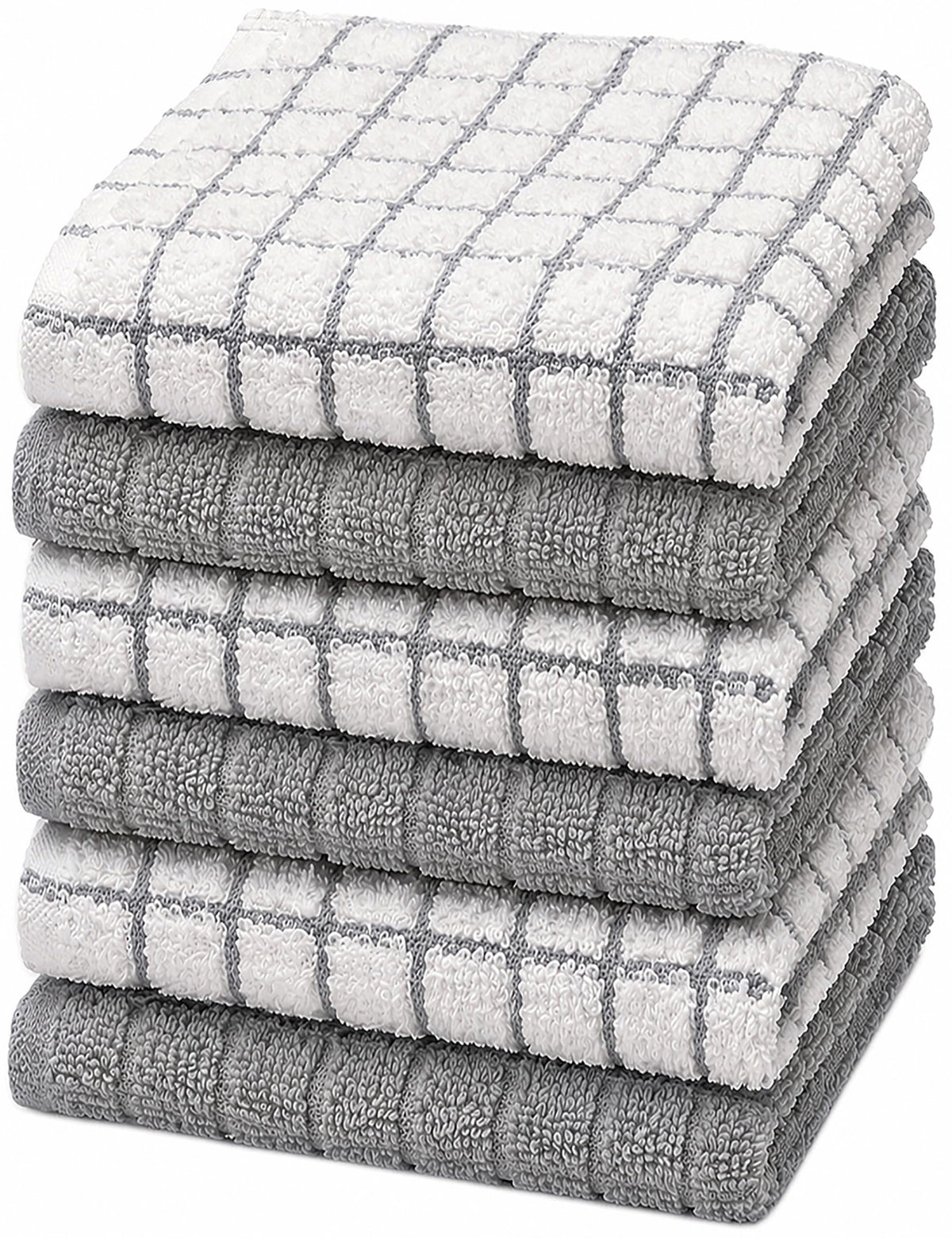 Bumble Dish Cloths (8-Pack), 100% Cotton Kitchen Towels, 12"x12" - Gray