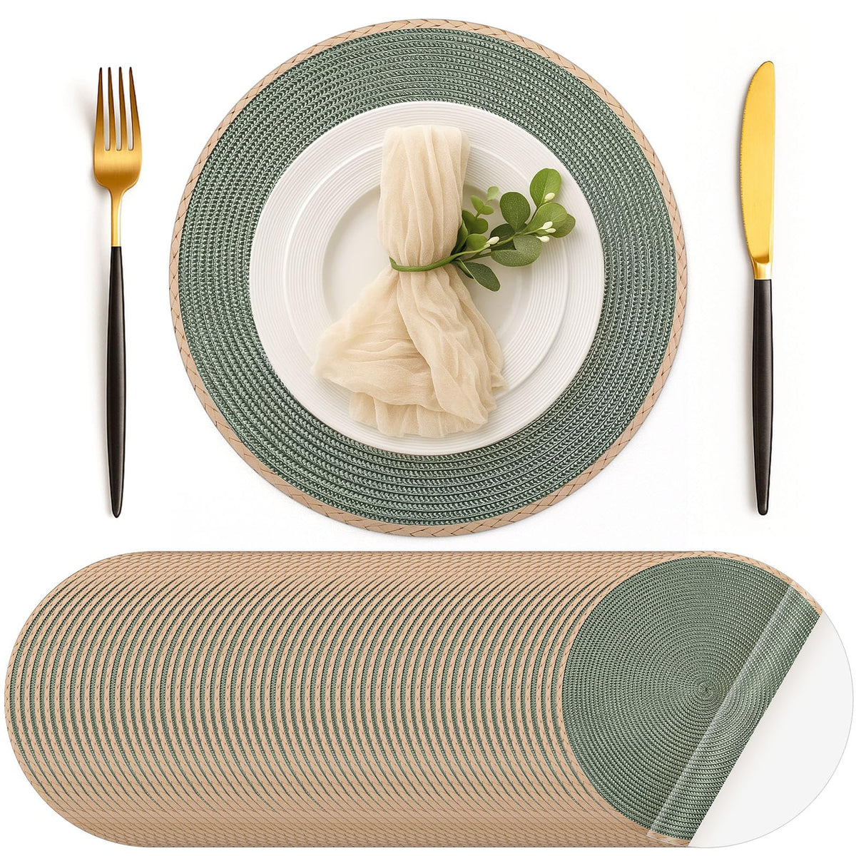 Geosar 100 Pcs Disposable Paper Placemat Cotton Woven 13'', Beige