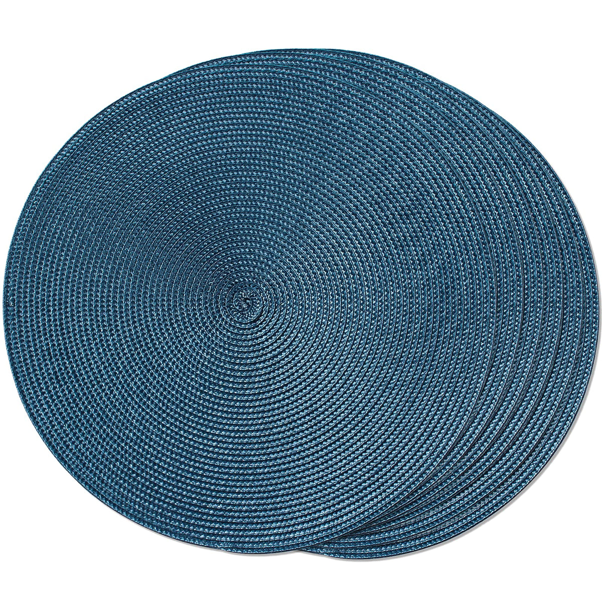 FunWheat Round Braided Placemats Set of 6 Table Mats for Dining Tables Woven Washable Non-Slip Place mats 15 inch(Orange, 6pcs)
