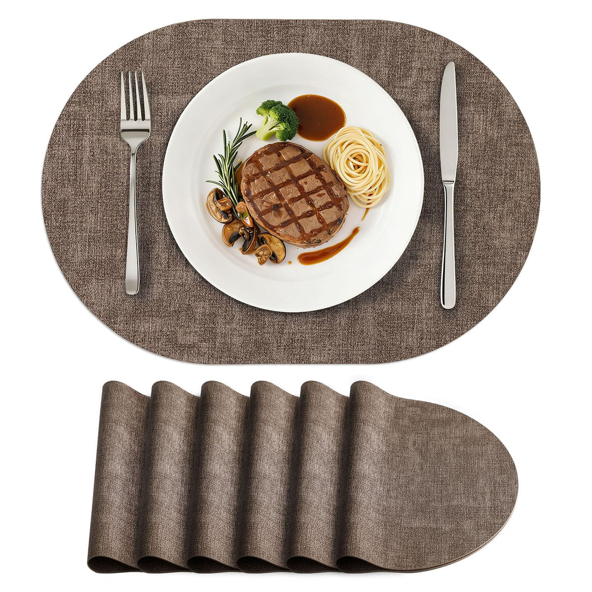homing Heat Resistant Oval Placemats Set of 6, Beige