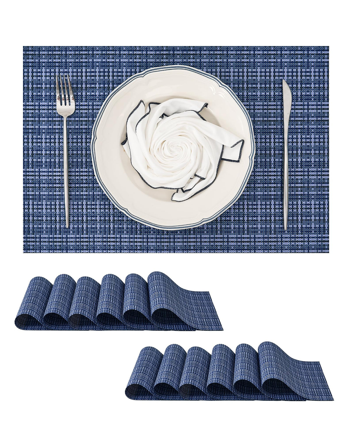 Beige Placemats Set of 4 - Heat-Resistant, Non-Slip Table Mats, Washable Woven Vinyl for Indoor & Outdoor Dining