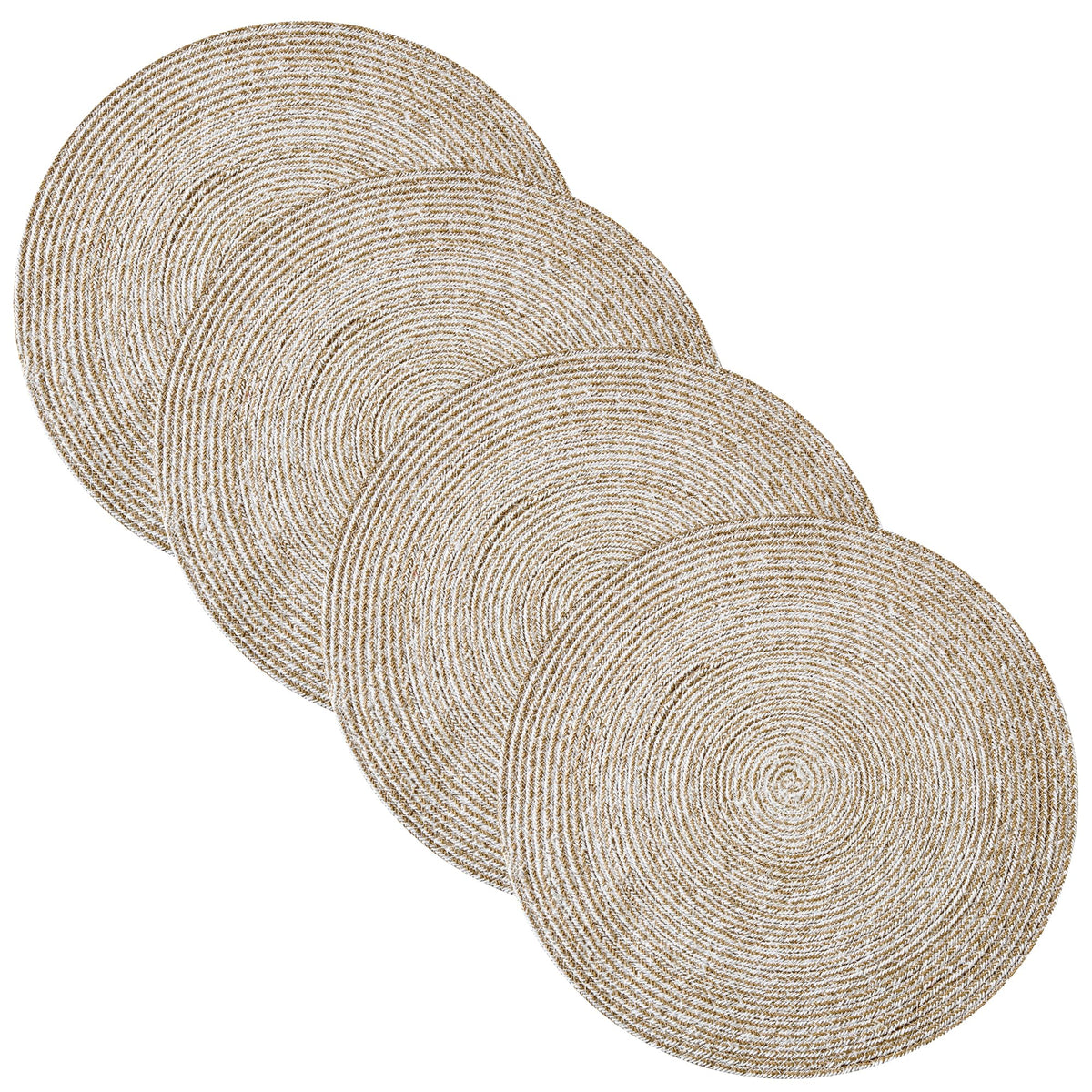 Sweet Home Collection 100% Cotton Placemats for Dining Room Rectangle Two Tone Woven Fabric 13" x 19" Soft Durable Table Mat Set, Set of 6, Eggshell