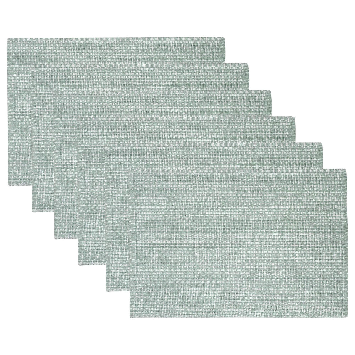 Sweet Home Collection 100% Cotton Placemats for Dining Room Rectangle Two Tone Woven Fabric 13" x 19" Soft Durable Table Mat Set, Set of 6, Eggshell