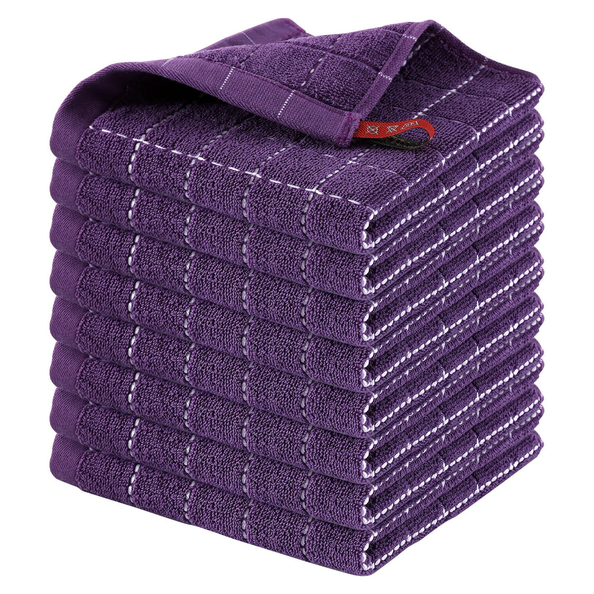 Homaxy 100% Cotton Terry Kitchen Dish Cloths, 6 Pack, Navy Blue