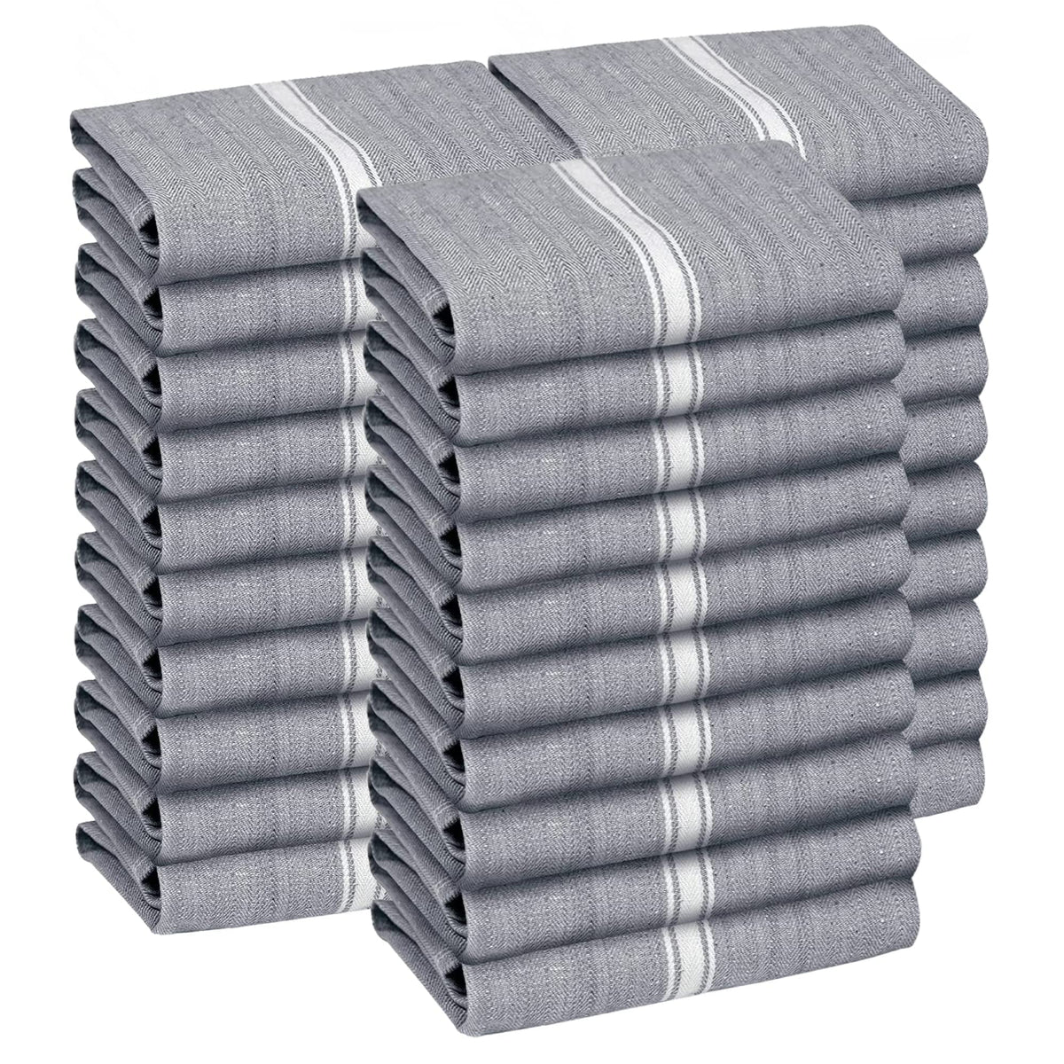 Zeppoli Classic Dish Towels - 15 Pack - 14" by 25" - 100% Cotton Kitchen Towels - Reusable Bulk Cleaning Cloths - Blue Hand Towels - Super Absorbent - Machine Washable