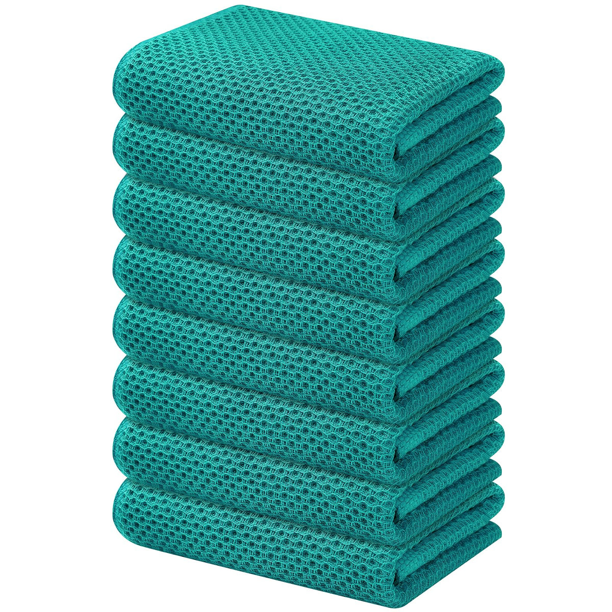 Kitinjoy 100% Cotton Waffle 6-Pack Kitchen Towels, 12" x 12", Dark Grey