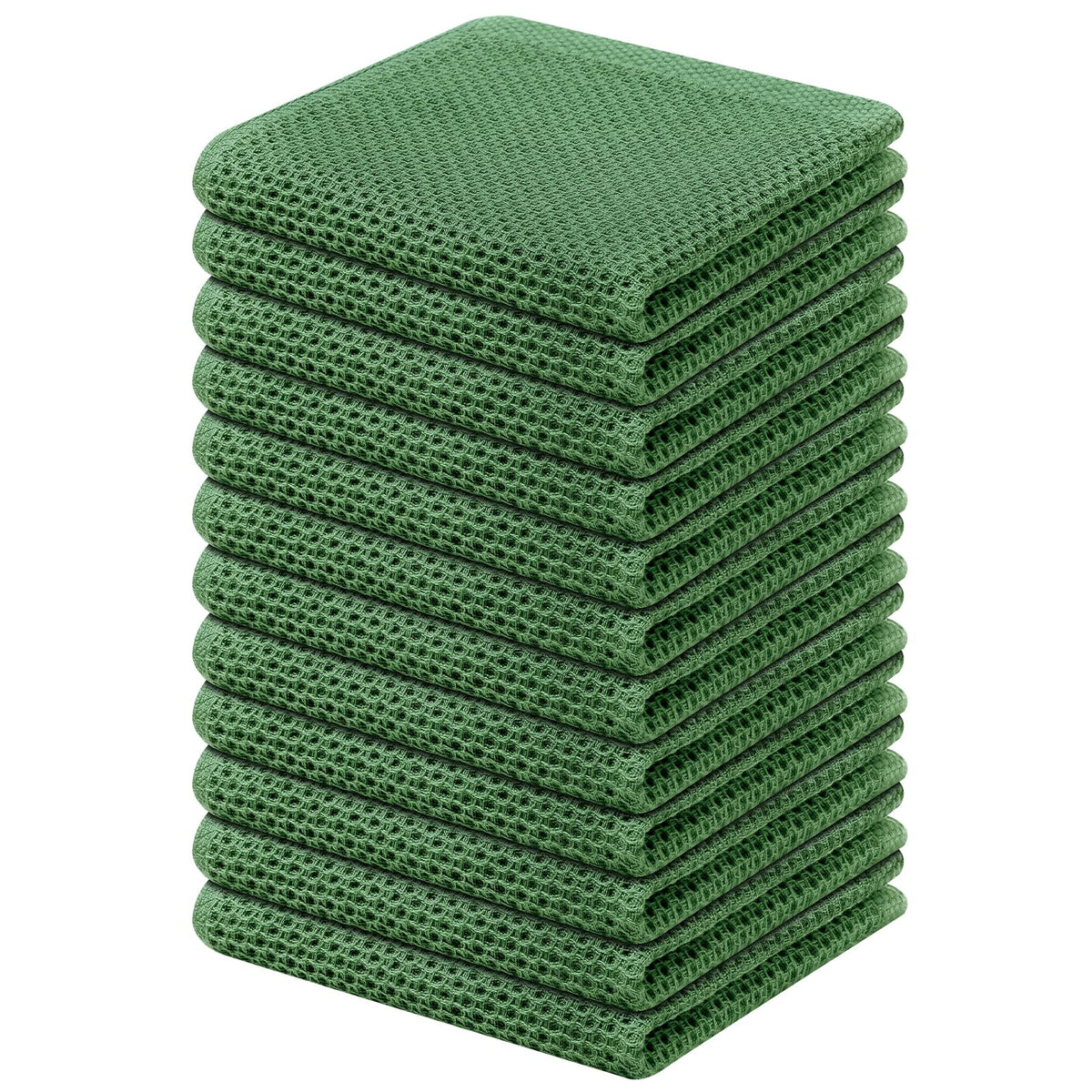 Kitinjoy 100% Cotton Waffle 6-Pack Kitchen Towels, 12" x 12", Dark Grey