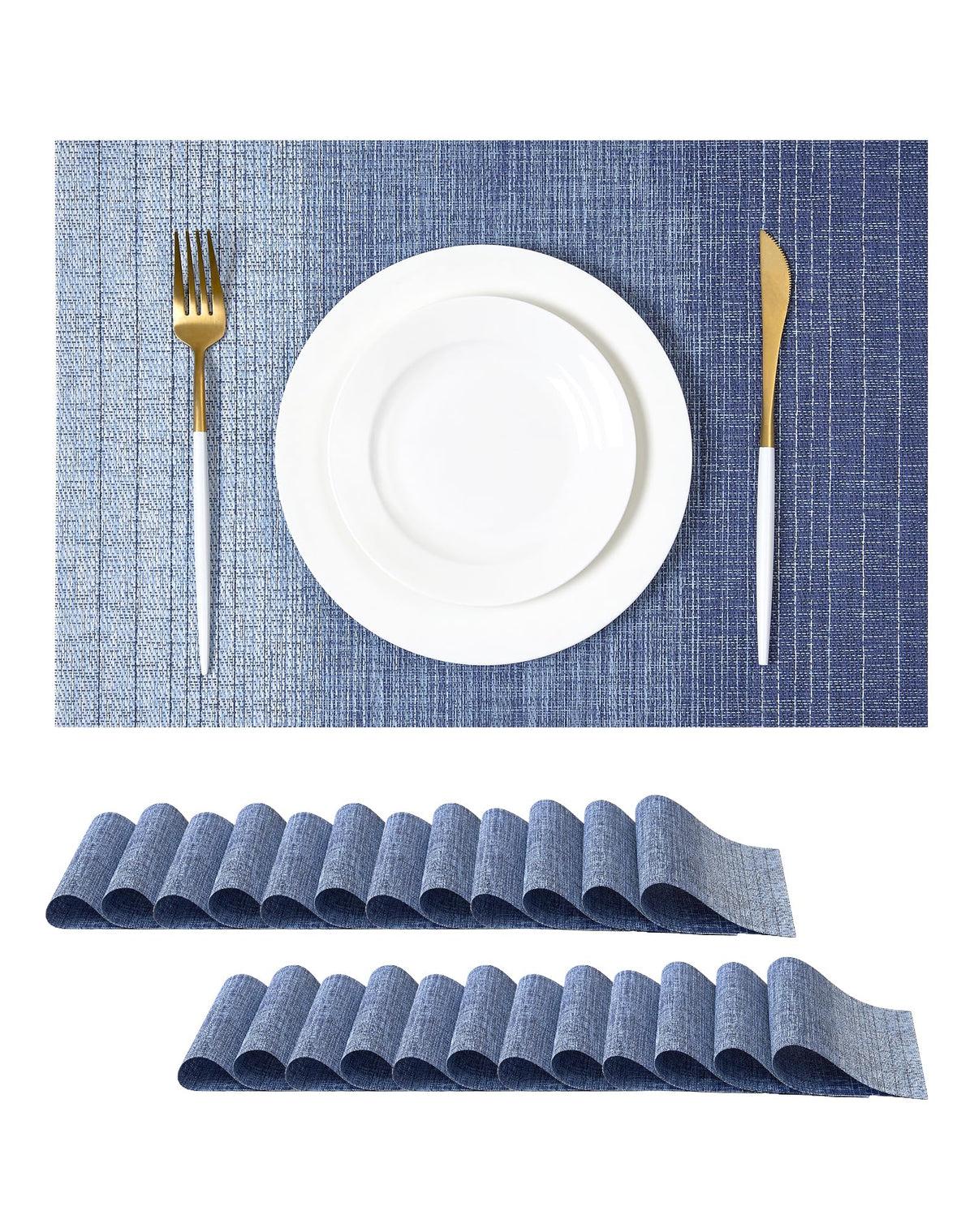 Beige Placemats Set of 6 - Heat-Resistant, Non-Slip Table Mats, Washable Woven Vinyl for Indoor & Outdoor Dining