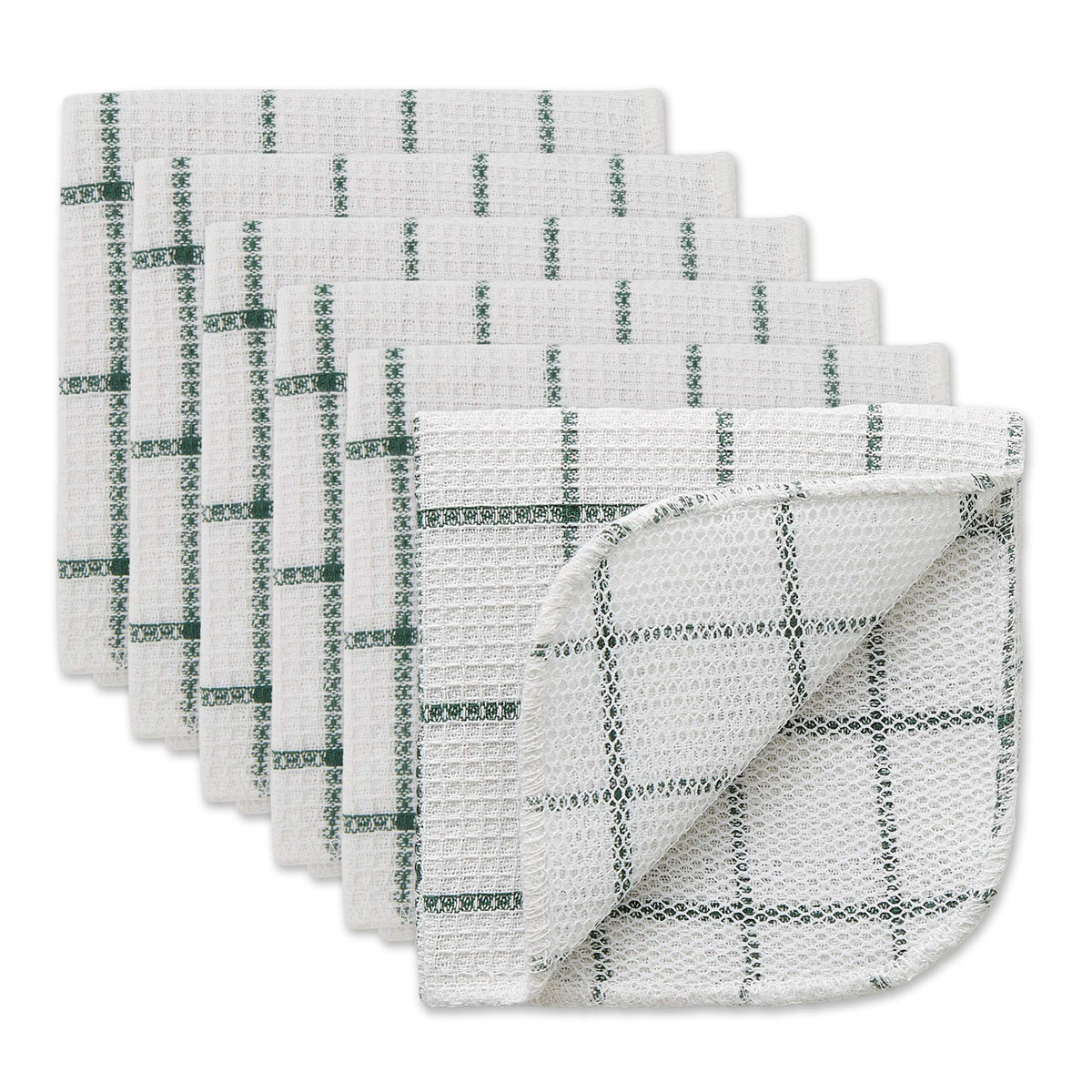 DII Scrubber Dishcloths Collection Windowpane Dishrag Set, 12x12, White/Red Stripe, 6 Piece