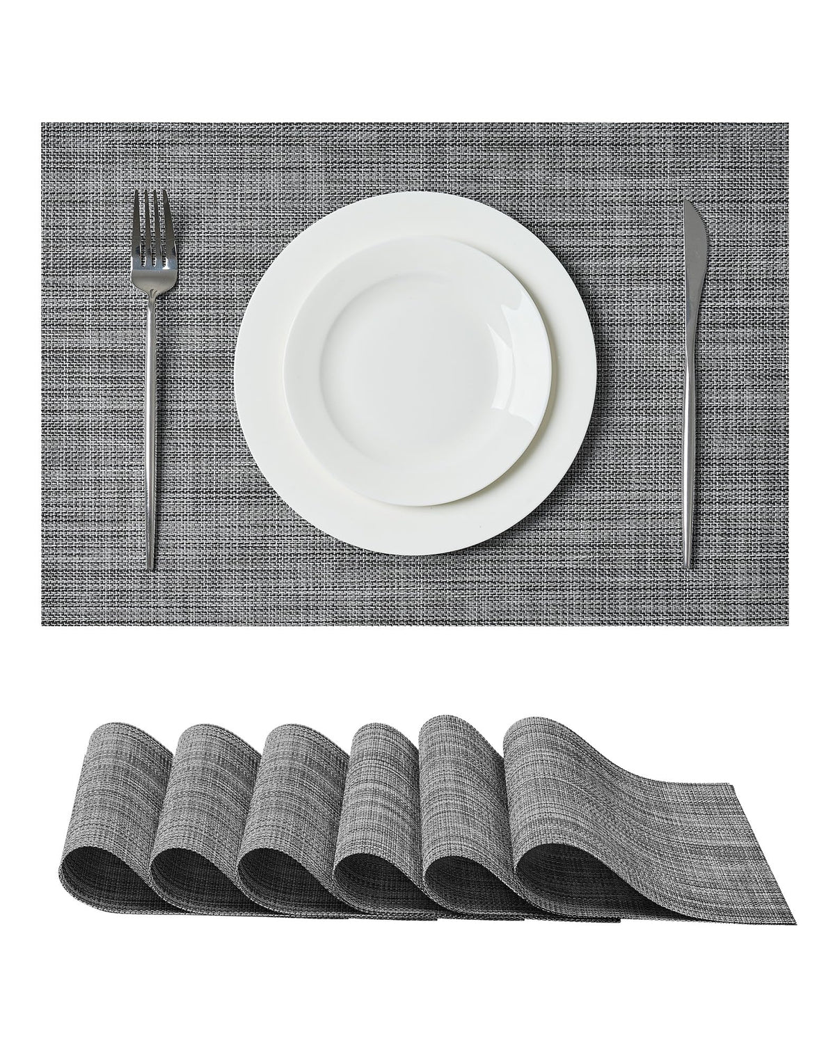 Beige Placemats Set of 4 - Heat-Resistant, Non-Slip Table Mats, Washable Woven Vinyl for Indoor & Outdoor Dining